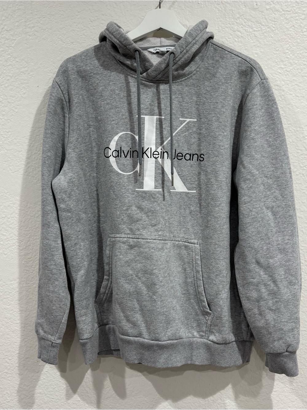 Calvin Klein Men’s Gray Logo Pullover Hoodie Size L